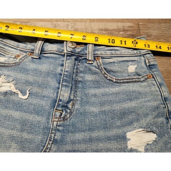 AMERICAN EAGLE HI-RISE RAW HEM DENIM MINI SKIRT SIZE 0 - Picture 7 of 7